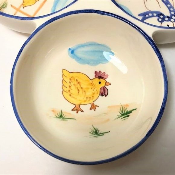 Hand Painted Ceramic Trio Dish | Vintage Serving Dish | Made in Portugal - Picture 4 of 8
